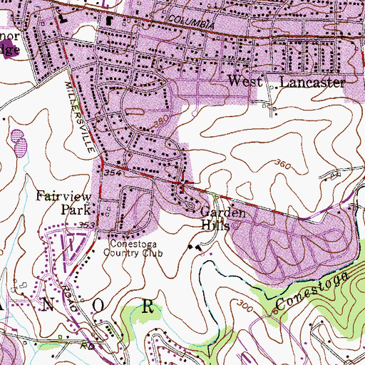 Topographic Map of Garden Hills, PA