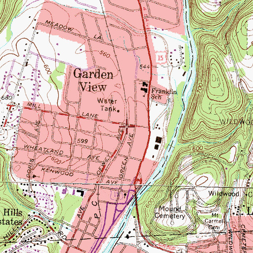 Topographic Map of Garden View, PA