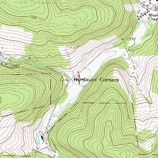 Topographic Map of Gardinier Corners, PA