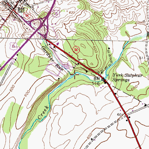 Topographic Map of Gardner Run, PA