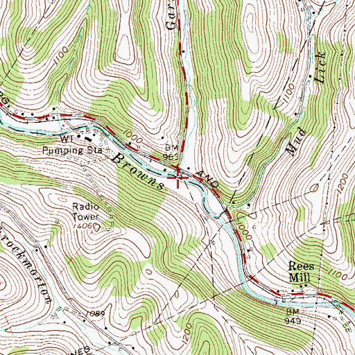Topographic Map of Garners Run, PA
