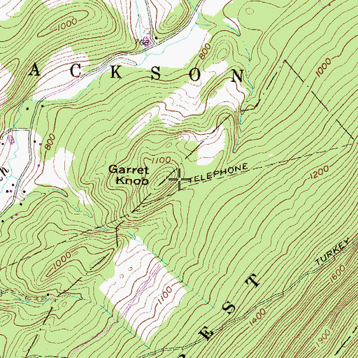 Topographic Map of Garret Knob, PA