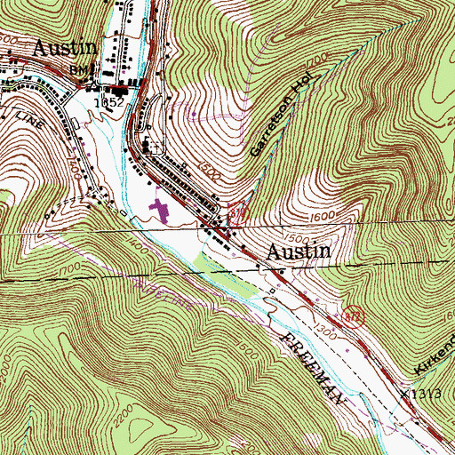 Topographic Map of Garretson Hollow, PA