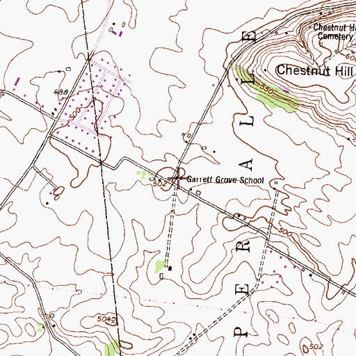 Topographic Map of Garrett Grove School, PA