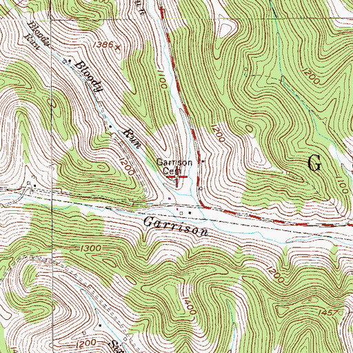 Topographic Map of Garrison Cemetery, PA