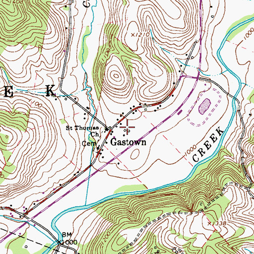 Topographic Map of Gastown, PA