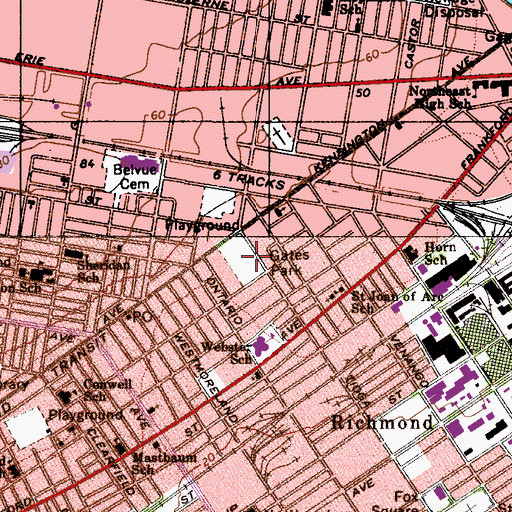 Topographic Map of Harrowgate Park, PA