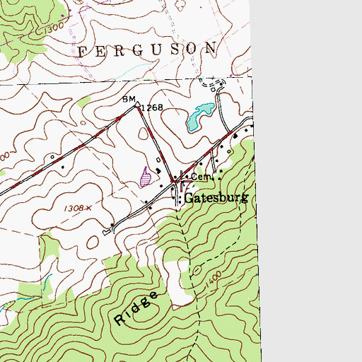 Topographic Map of Gatesburg, PA