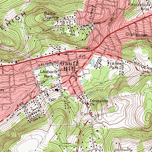 Topographic Map of Gauff Hill, PA