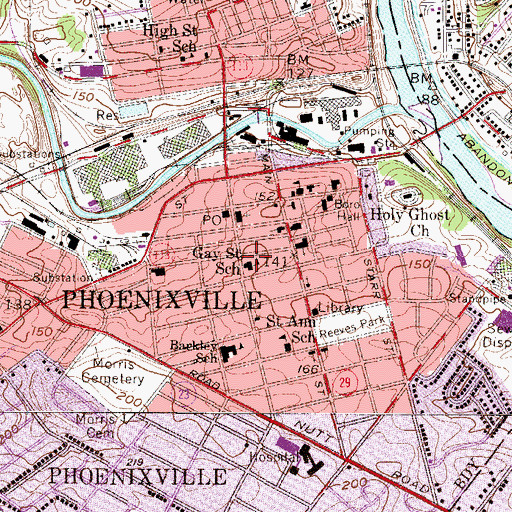 Topographic Map of Gay Street School, PA