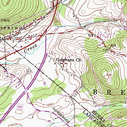 Topographic Map of Gehmans Church, PA
