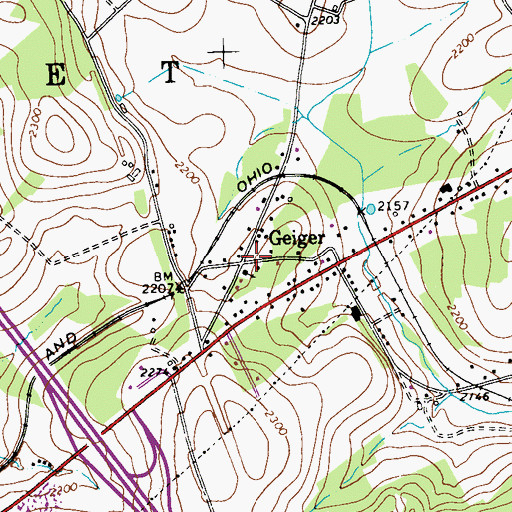 Topographic Map of Geiger, PA