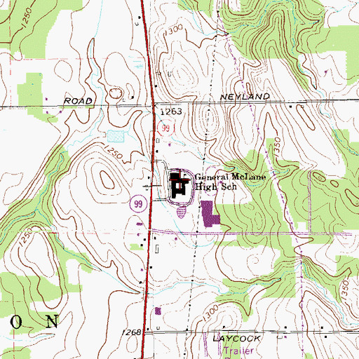 Topographic Map of General McLane High School, PA