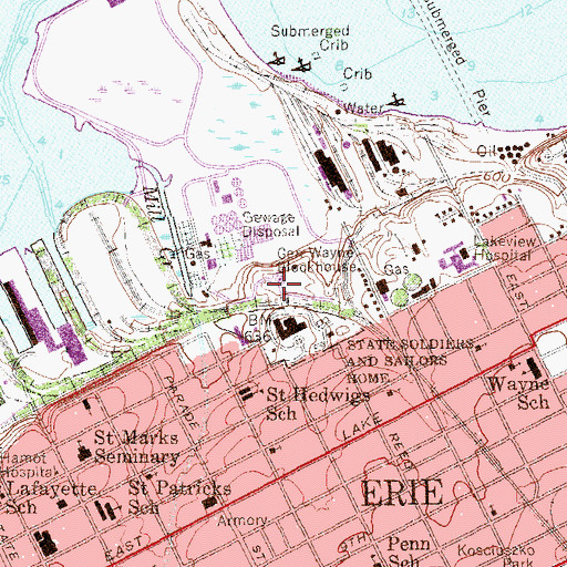 Topographic Map of General Wayne Blockhouse, PA