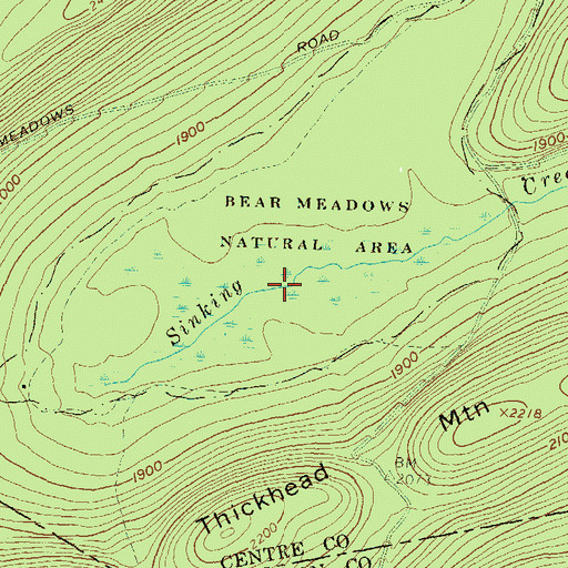 Topographic Map of Bear Meadows, PA