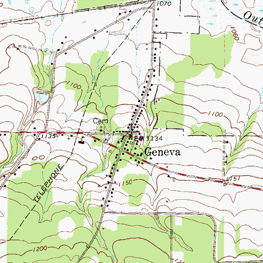 Topographic Map of Geneva, PA