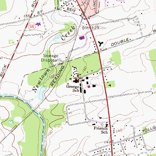 Topographic Map of George School, PA