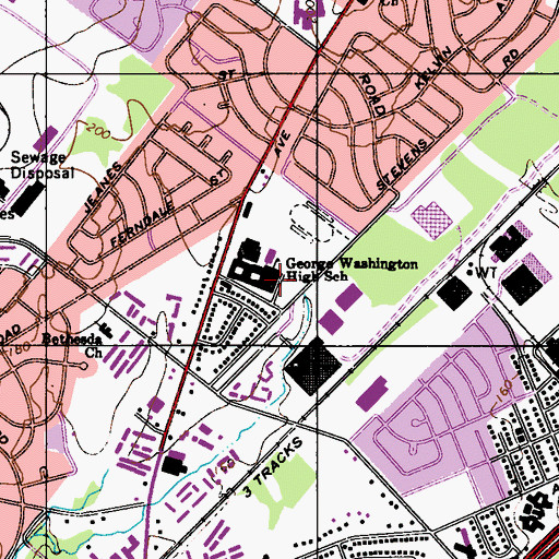 Topographic Map of George Washington High School, PA