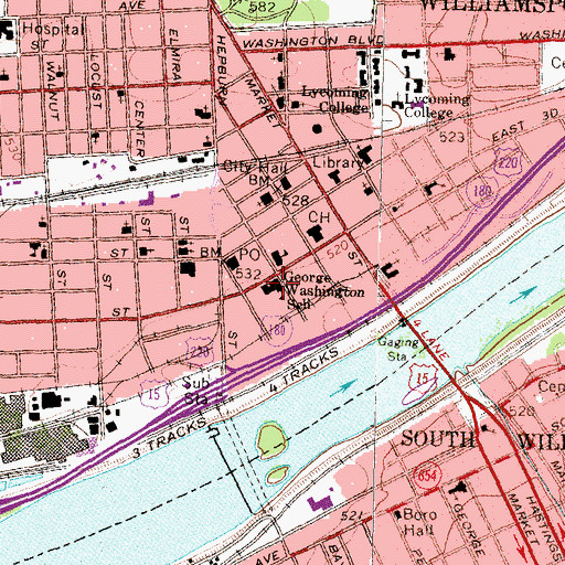 Topographic Map of George Washington School, PA