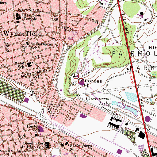 Topographic Map of Georges Hill, PA