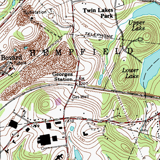 Topographic Map of Georges Station, PA