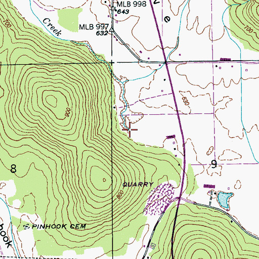 Topographic Map of Dry Creek, AL