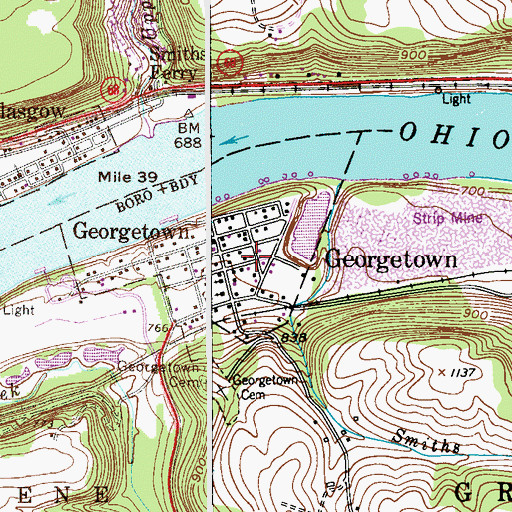 Topographic Map of Georgetown, PA