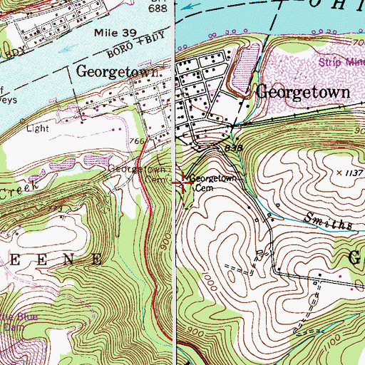 Topographic Map of Georgetown Cemetery, PA