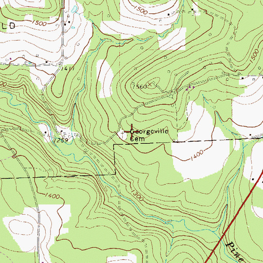 Topographic Map of Georgeville Cemetery, PA