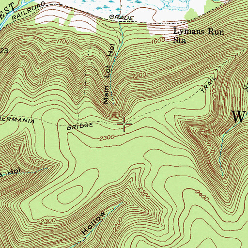 Topographic Map of Germania Bridge Trail, PA