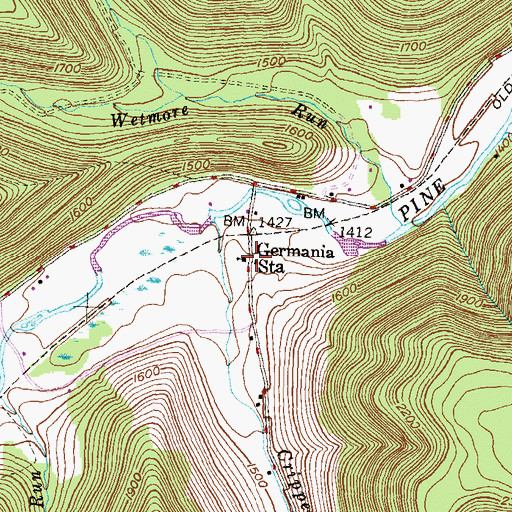 Topographic Map of Germania Station, PA