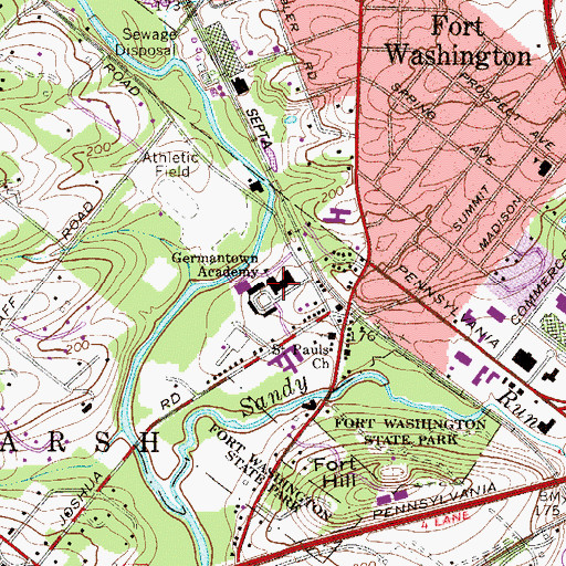 Topographic Map of Germantown Academy, PA