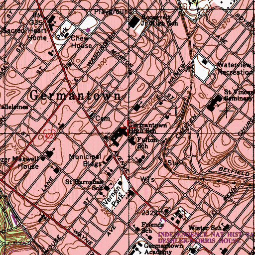 Topographic Map of Germantown High School, PA