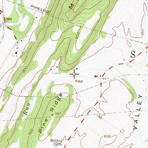Topographic Map of Germany Valley, PA