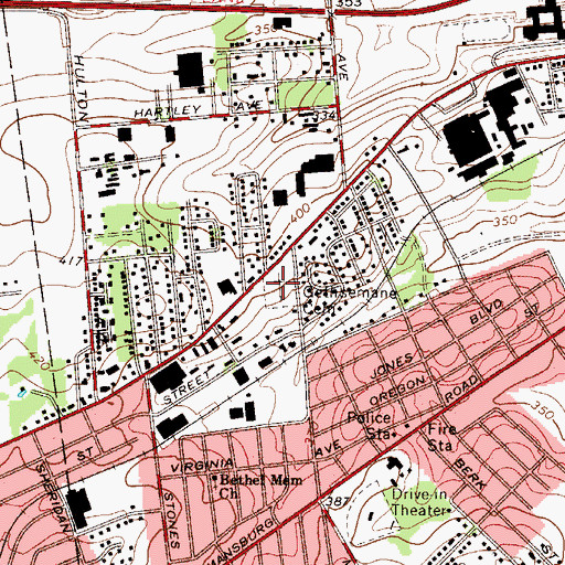 Topographic Map of Gethsemane Cemetery, PA