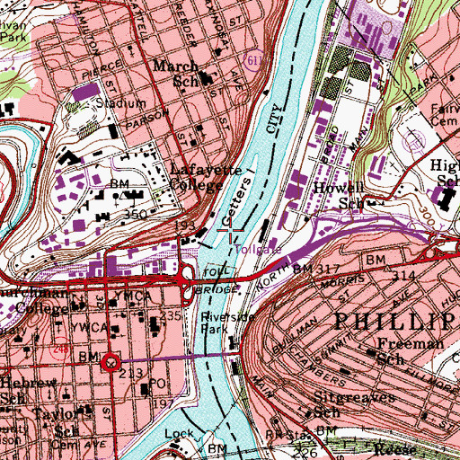 Topographic Map of Getters Island, PA