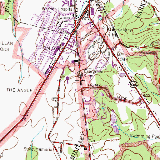 Topographic Map of Gettysburg National Military Park, PA
