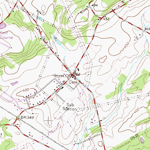 Topographic Map of Geyers United Methodist Church, PA