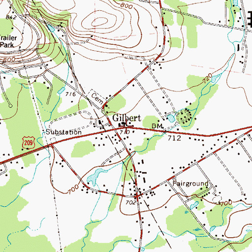 Topographic Map of Gilbert, PA