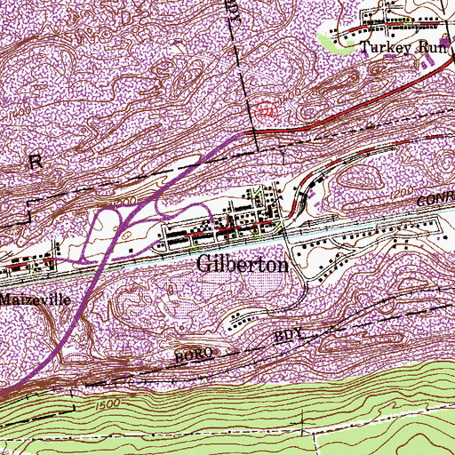 Topographic Map of Gilberton, PA