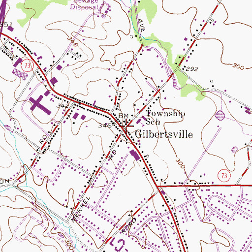 Topographic Map of Gilbertsville, PA