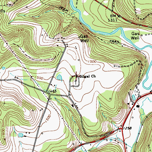 Topographic Map of Gilgal Church, PA