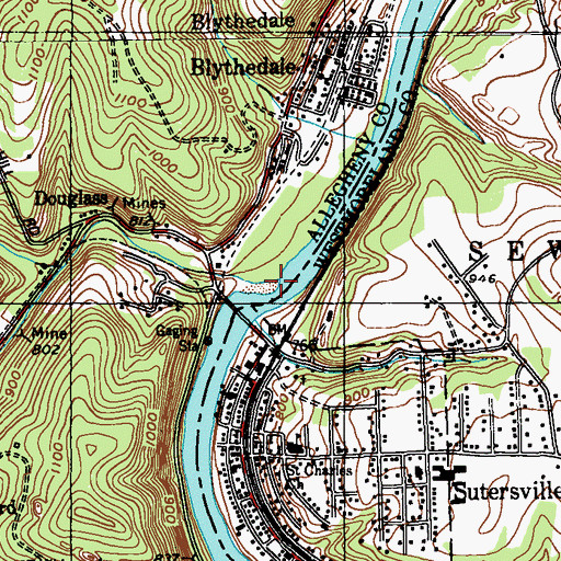 Topographic Map of Gillespie Run, PA