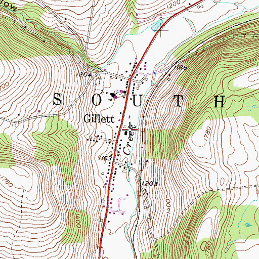 Topographic Map of Gillett, PA