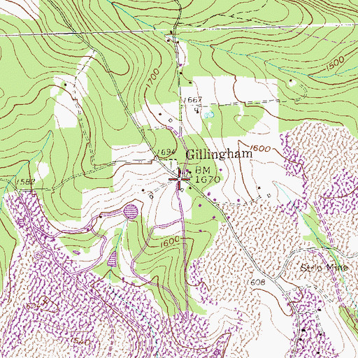 Topographic Map of Gillingham, PA