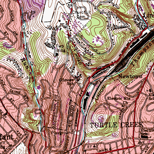 Topographic Map of Gilmore School, PA