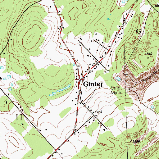 Topographic Map of Ginter, PA