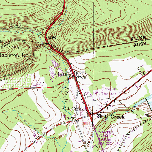 Topographic Map of Ginther, PA