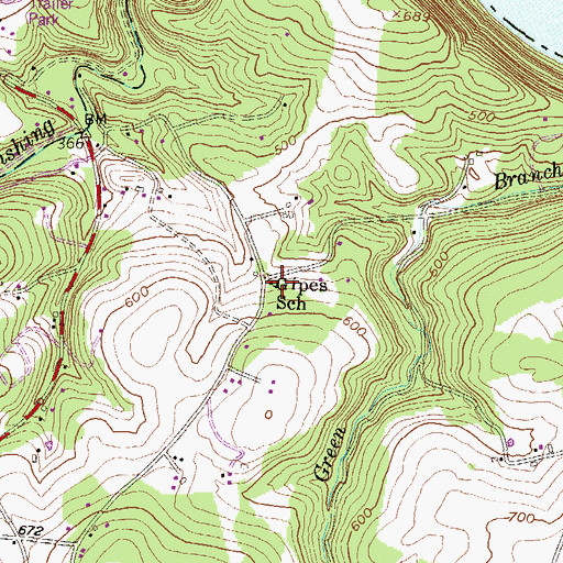 Topographic Map of Gipes School, PA