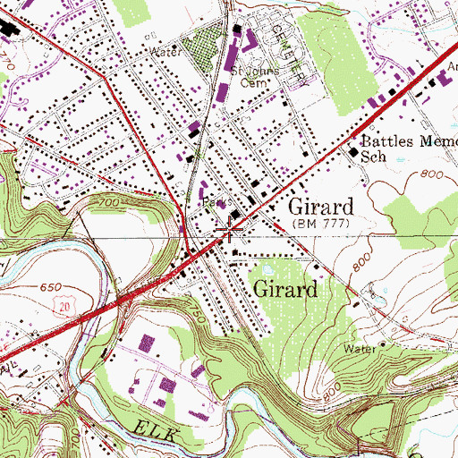 Topographic Map of Girard, PA